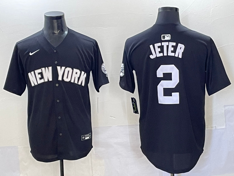 Men 2025 New York Yankees 2 Jeter black Nike MLB Jersey style 725006